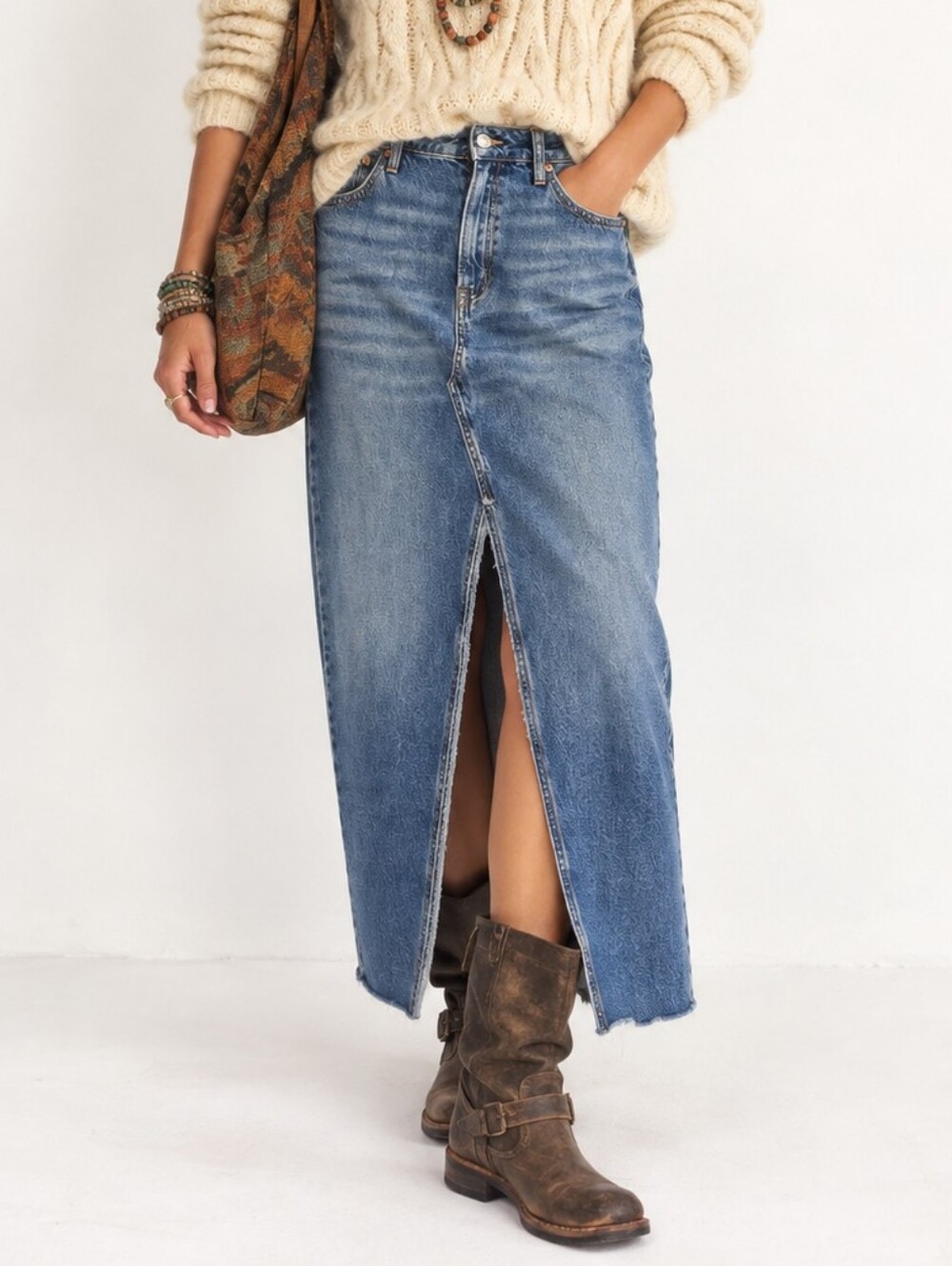 American Eagle Jean Denim Maxi Skirt